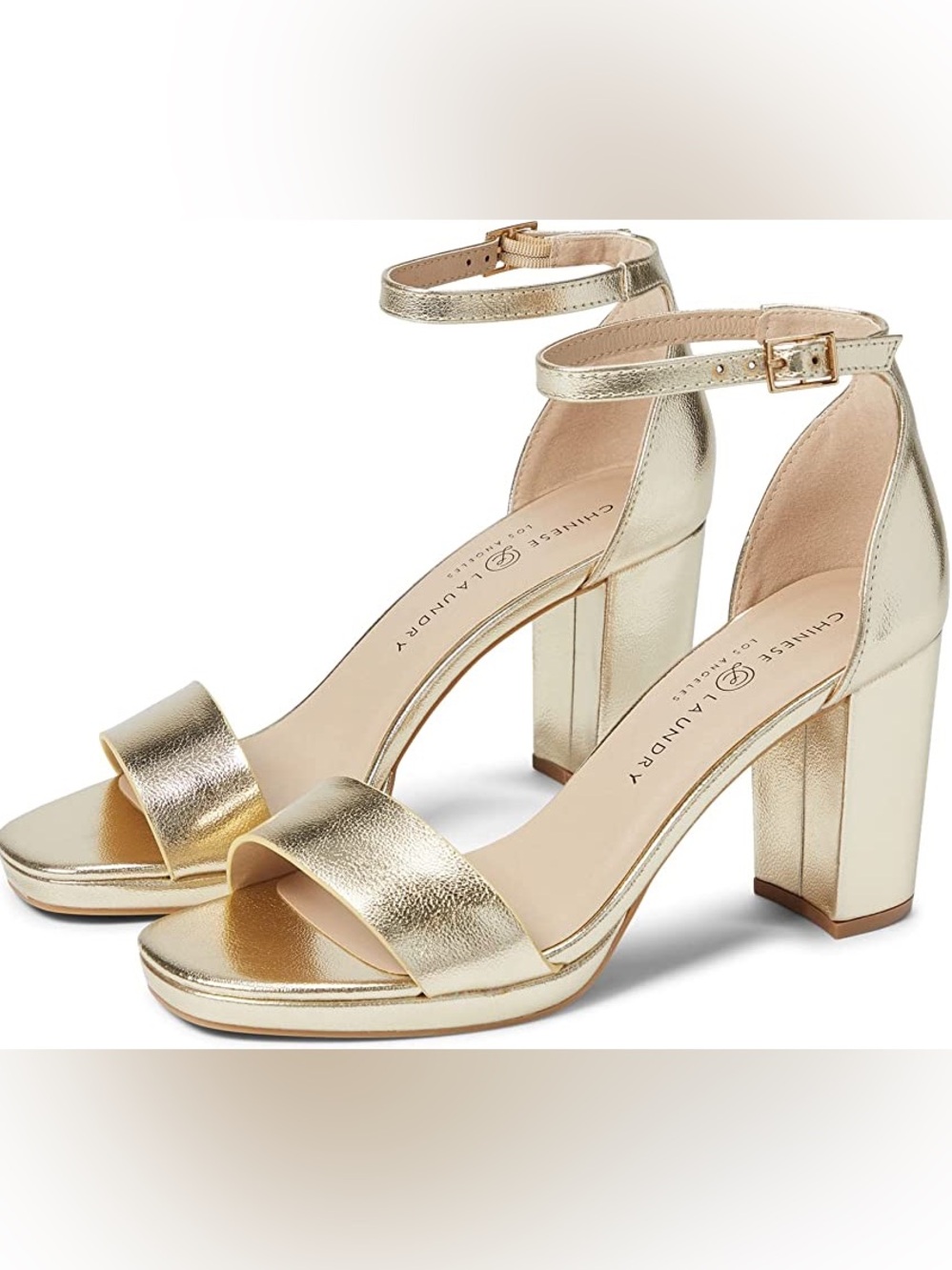 Chinese Laundry Teri Vegan Leather
Dress Chunky Heels - Gold